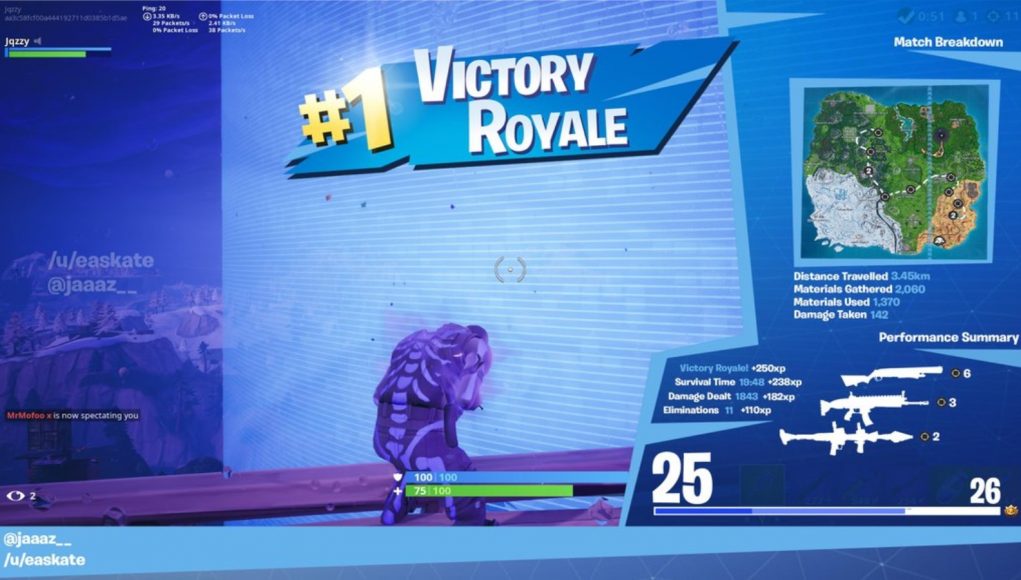 Un concepto para estadísticas adicionales después de cada juego de Fortnite